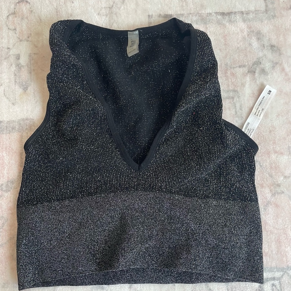 Black Sparkle Women's Crop Top